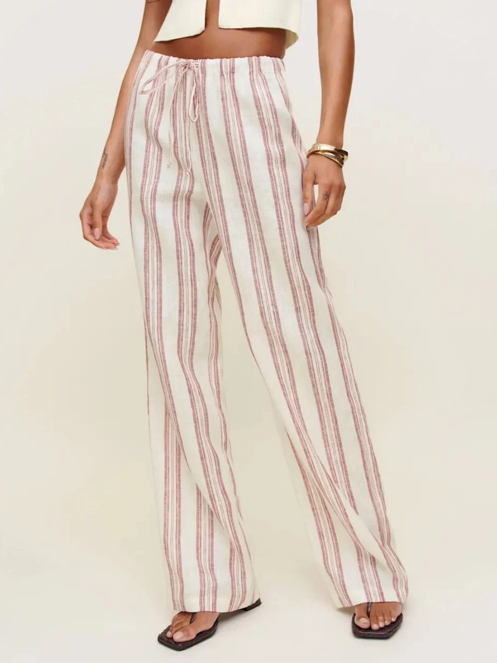 Reformation Petites Olina Linen Pant Red - Size MP